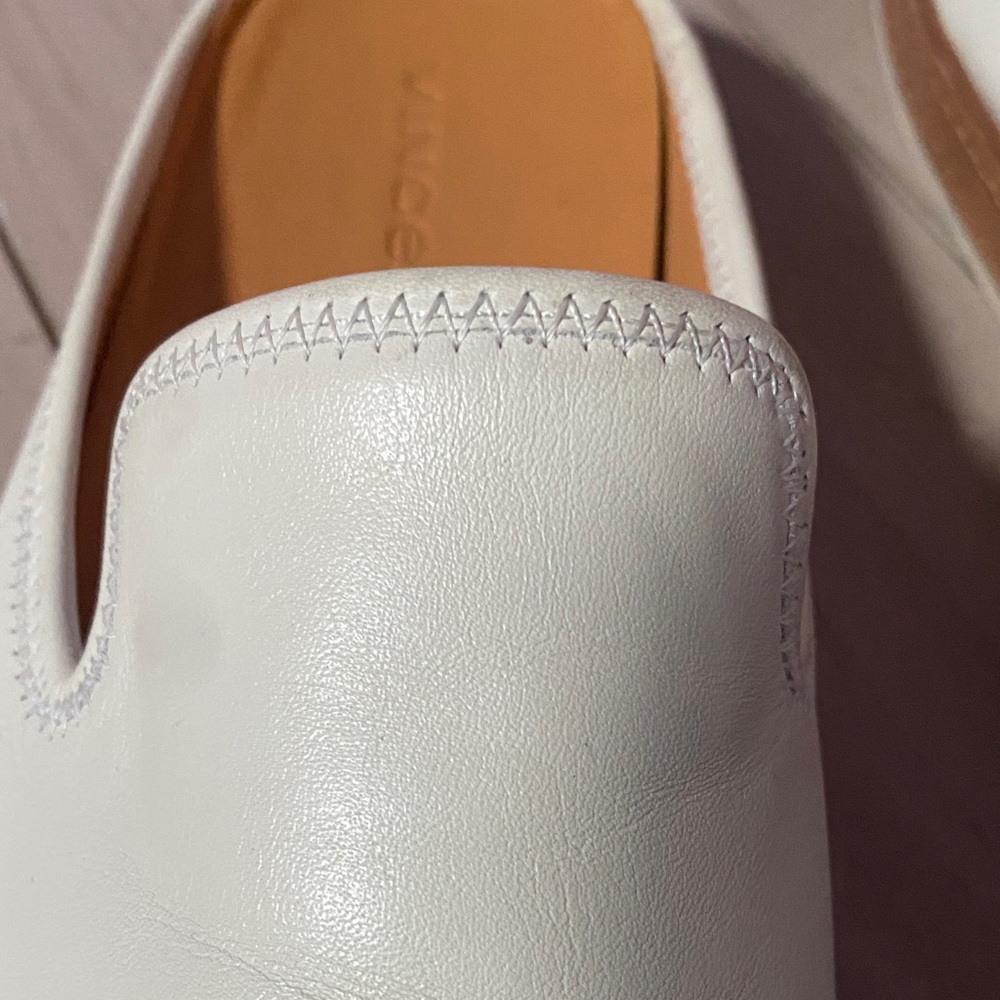 Vince White Leather Slip-On Mules with Tan Insole - Picture 9 of 9